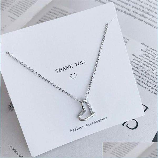 pendant necklaces hollow love heart pendant necklaces 925 sterling sier micro inlaid clavicle fine womans jewelry charm choker neckla dhfjx, Silver